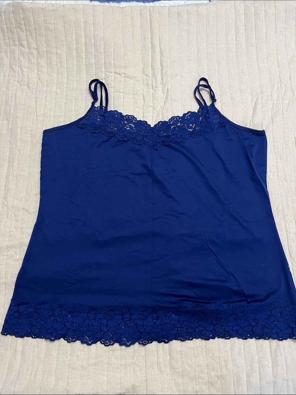 Cato Navy Blue Lace Trim Camisole